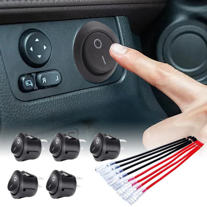Mini Round Rocker Toggle Switch SPST 2-Pin 12V/24V with Wires – ON/OFF