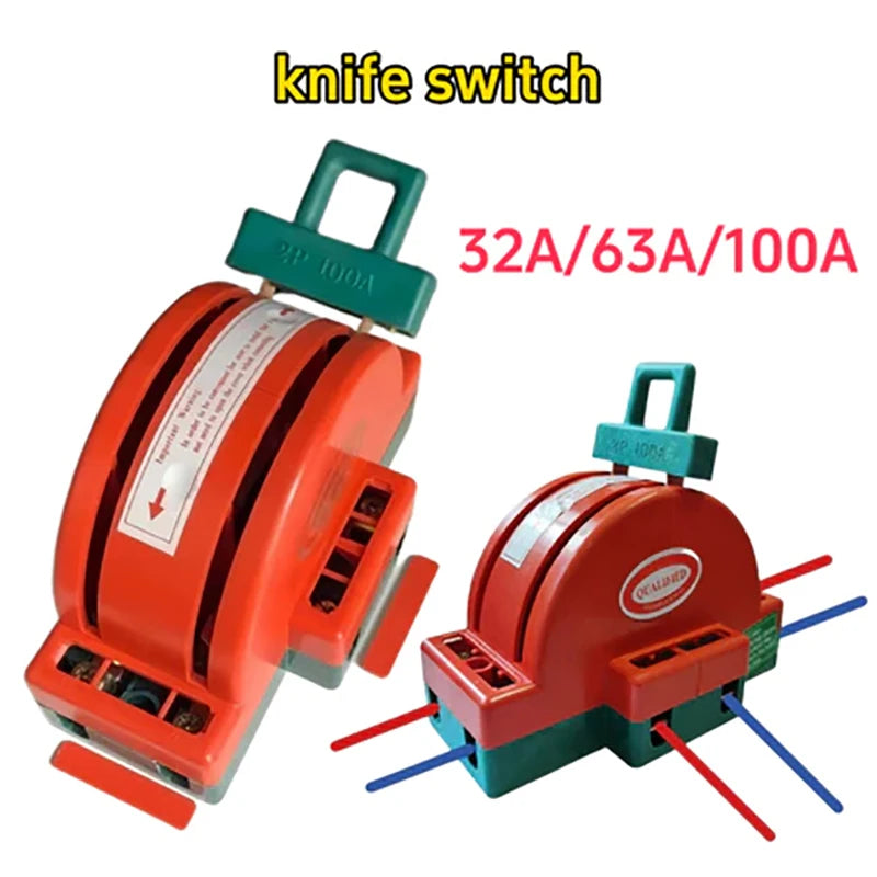 32A 63A 100A DPDT Cutter Safety Disconnect Switch  2 Pole Double Throw Knife Disconnect Switch Power Disconnect Switch