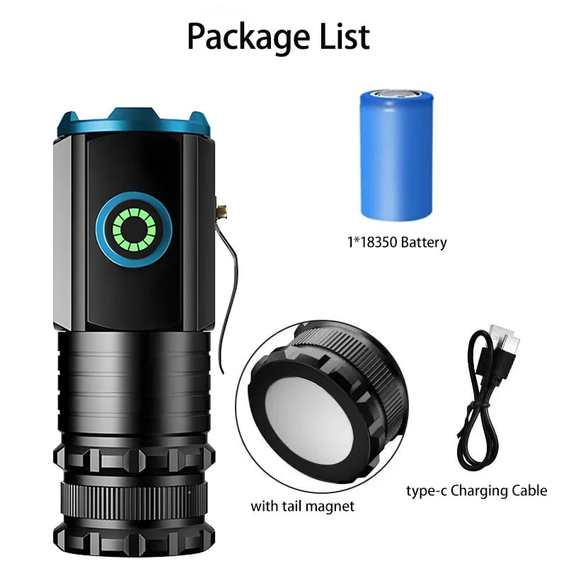EDC 3 LED Flashlight Rechargeable Mini Tactical Torch with Magnet