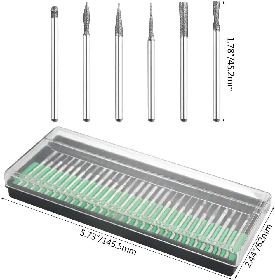 30pcs Diamond Grinding Burr Set 2.35/3mm Rotary Tool for Engraving & Polishing