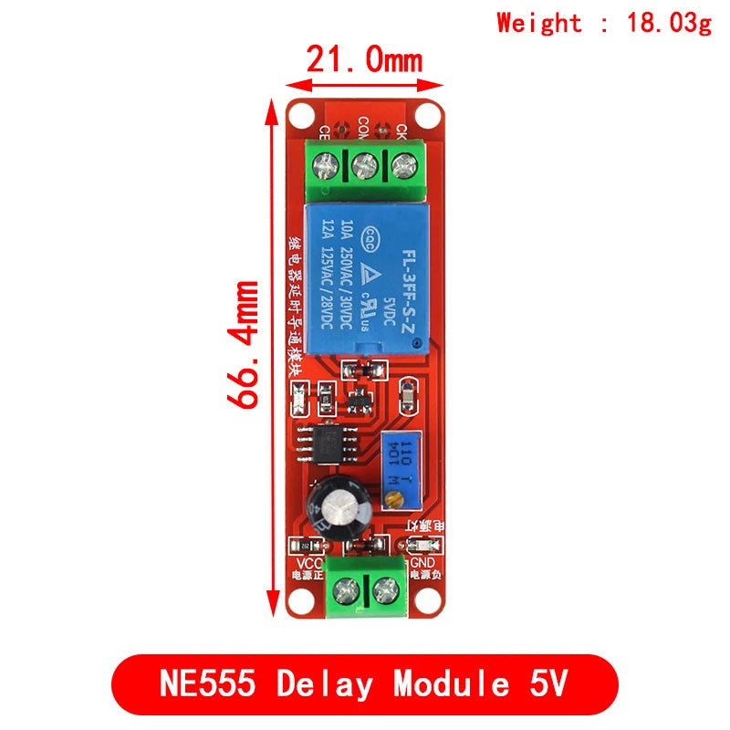 DC 5V/12V Time Delay Relay Module NE555 Timer Control Switch for Car and Electronics