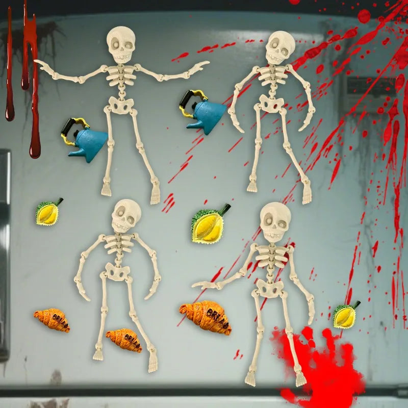 10/1PCS Halloween 3D Poseable Skeleton Magnet with Movable Joints Refrigerator Decoration Halloween Creative DIY Craft Ornament