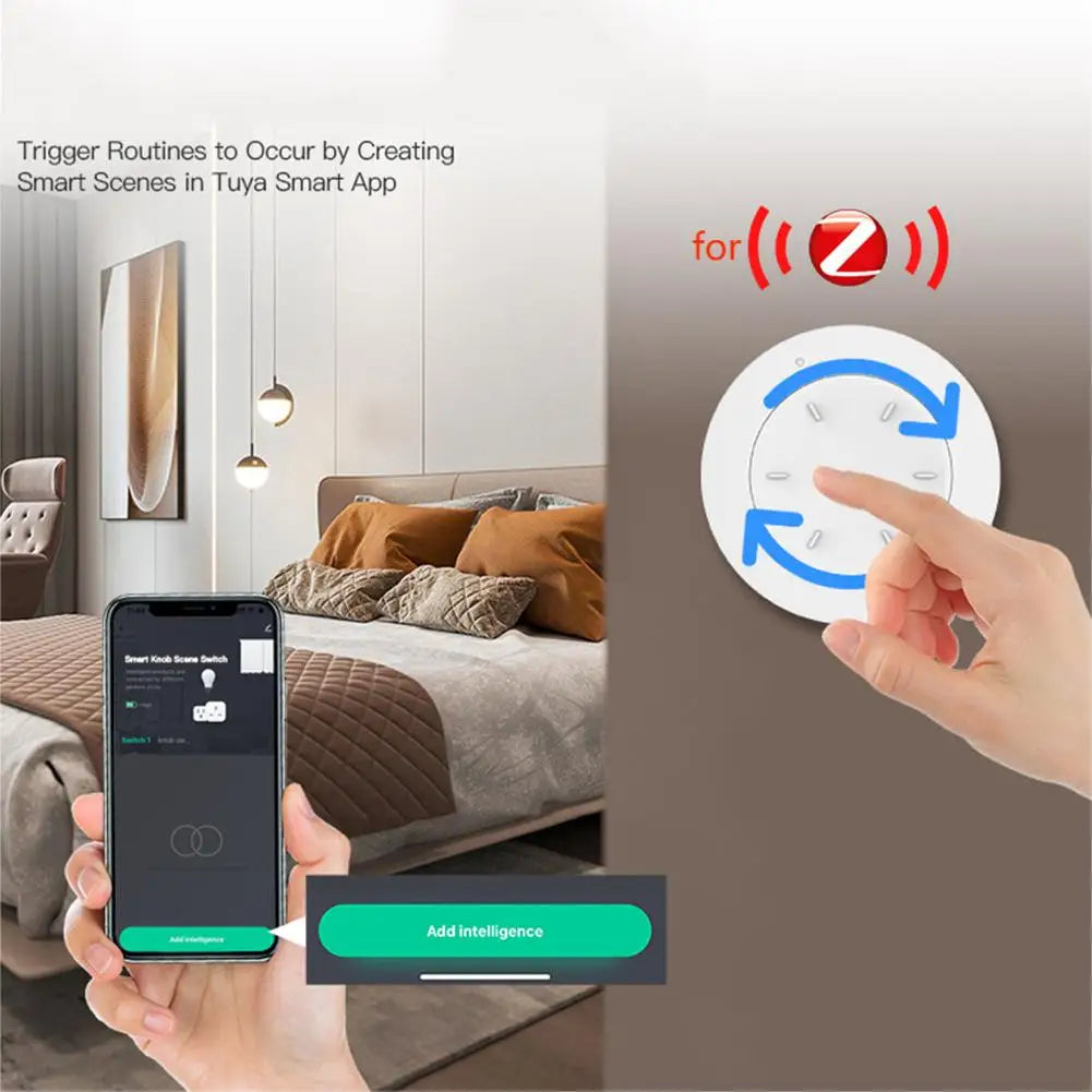 For Zigbee Smart Rotary Knob Switch for Controlling Light Bulbs Remotely with One Touch Operation and Wide Hub Compatibility