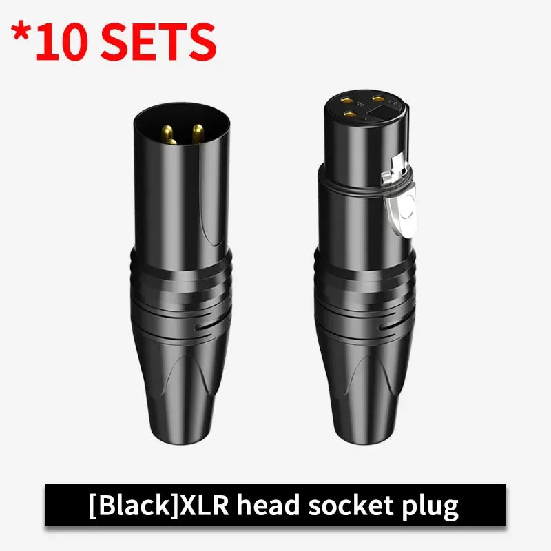 3Pin XLR Color Head Pure Copper Pin Male and Female Audio Microphone Connector Canon Welding Plug Socket