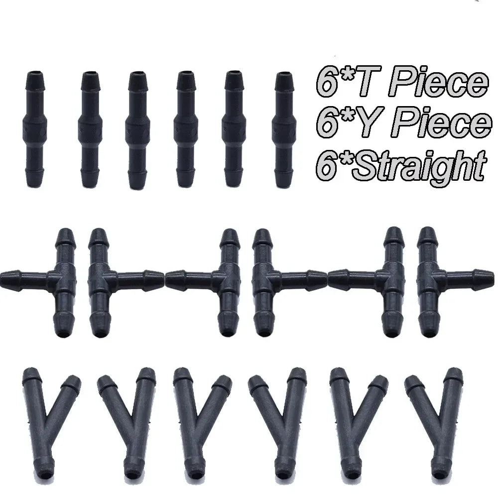 Windscreen Washer Hose Connector — T / Y / 3-Way Joiner Pipe Fitting 18/90pcs
