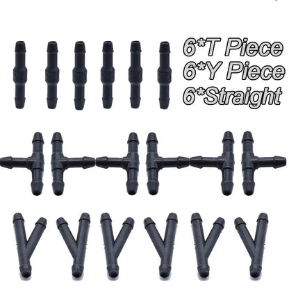 Windscreen Washer Hose Connector — T / Y / 3-Way Joiner Pipe Fitting 18/90pcs