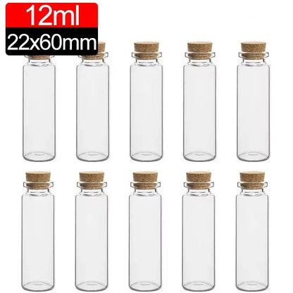 Mini Glass Bottles with Cork Stoppers DIY Wishing Vials 50/10PCS