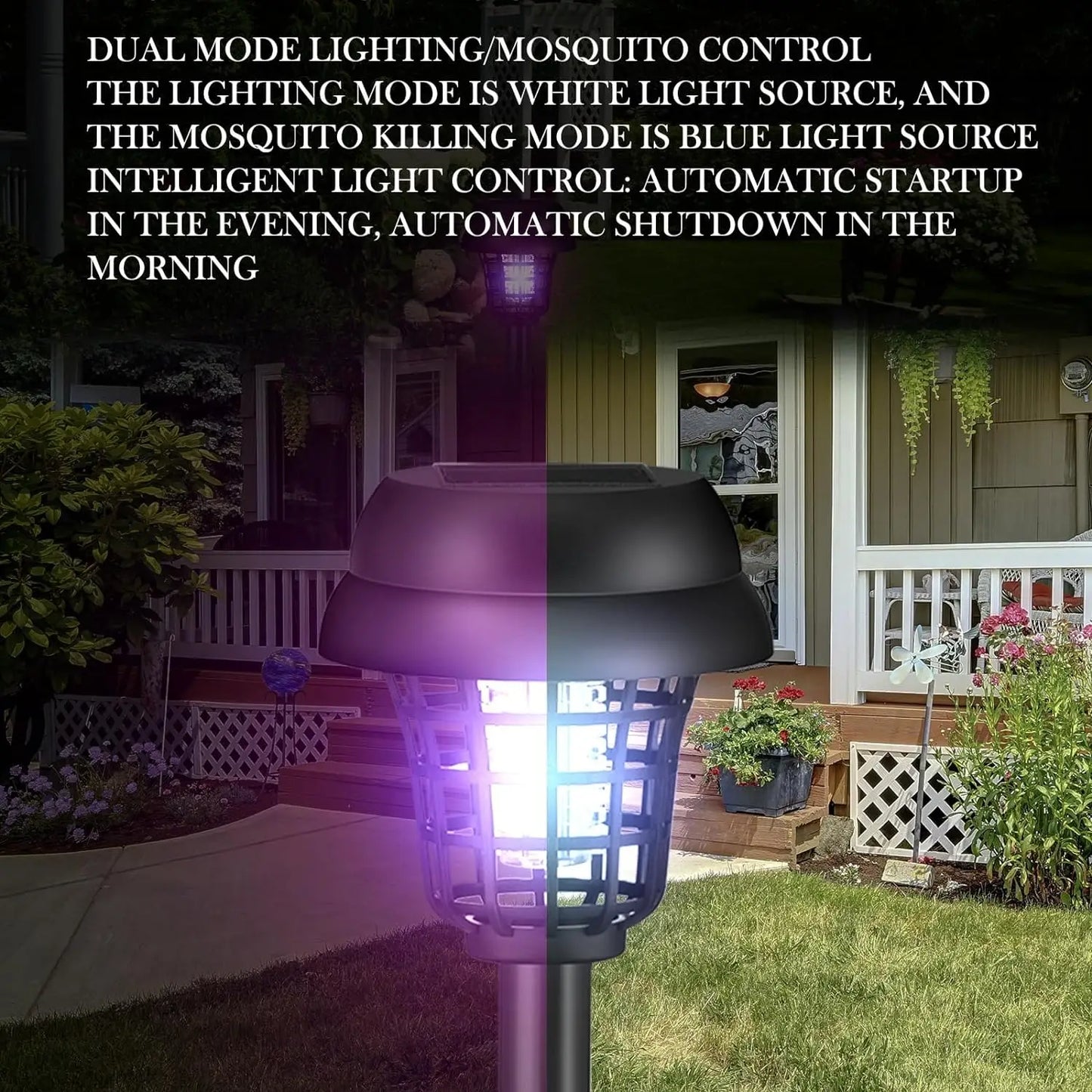 Solar Mosquito Killer With 2 Light Mode Outdoor Waterproof Led Light Bug Zapper Mosquito Trap Lamps For Garden Lawn Camping