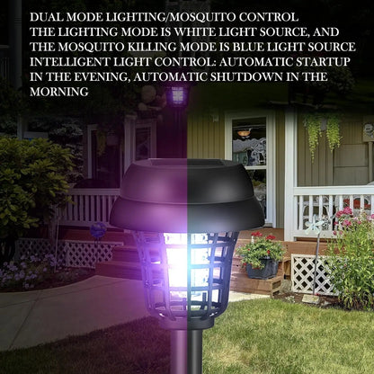 Solar Mosquito Killer With 2 Light Mode Outdoor Waterproof Led Light Bug Zapper Mosquito Trap Lamps For Garden Lawn Camping