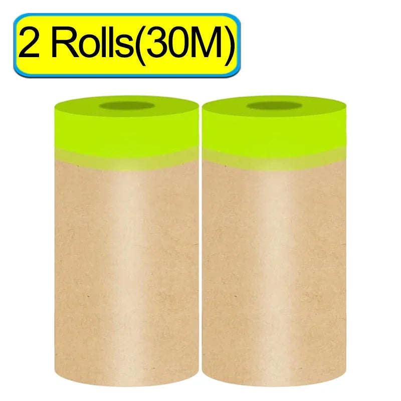 Pre-Taped Masking Film for Automotive Paint Cabinet Furniture Dust Protection 15m