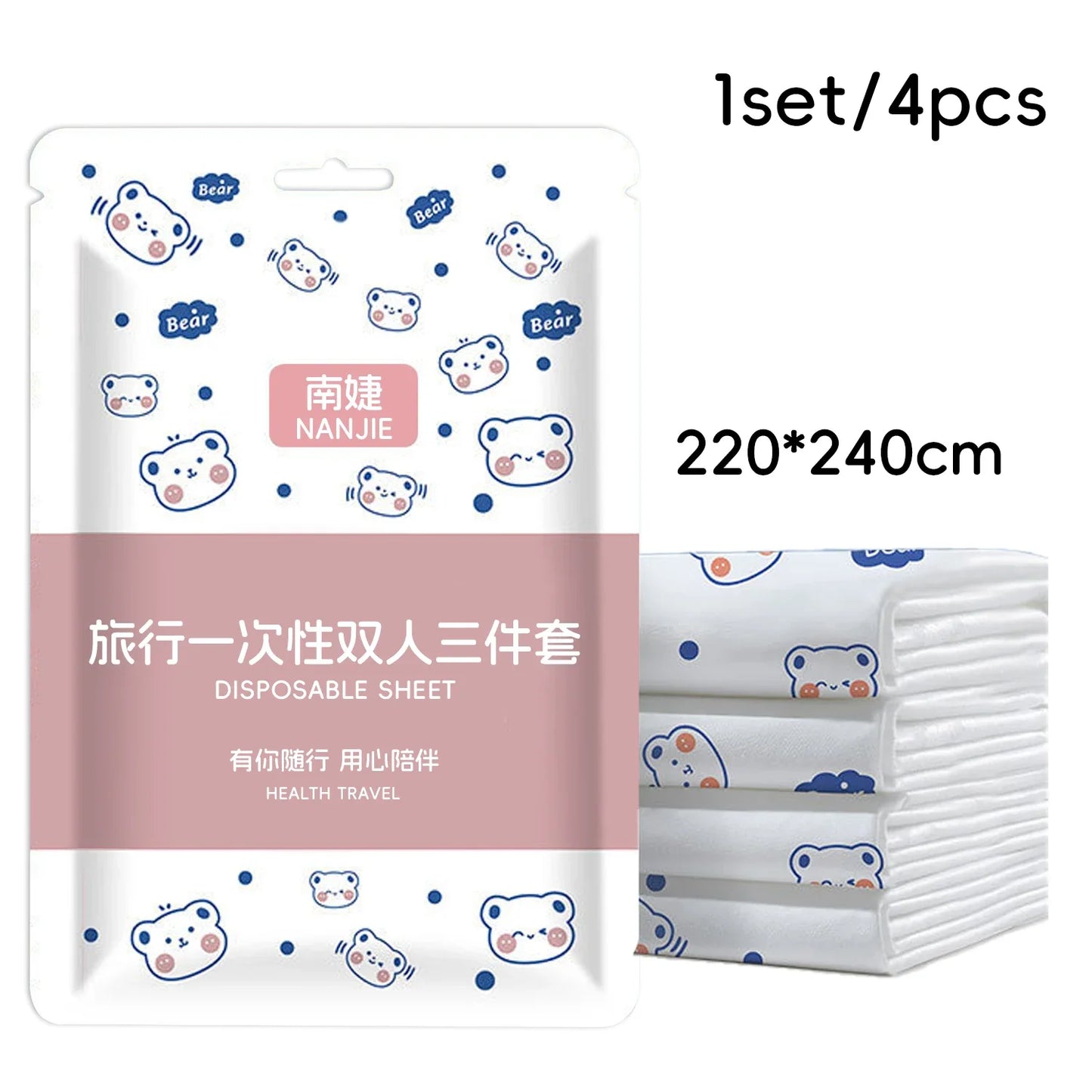 Disposable Non-Woven Bedding Set – Waterproof Travel Duvet Cover, Bed Sheet & Pillowcase Set for Hotel & Portable Travel Use