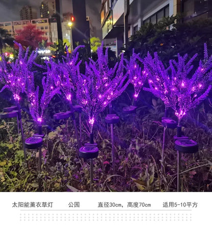1PC Solar Lights Outdoor Decorative, Purple Lavender Flower Solar Garden Lamp for Yard, Patio, and Garden Decor