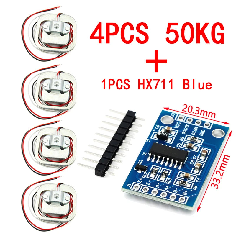 HX711 AD Module with 50Kg Body Load Cell Weighing Sensor and Measurement Tools