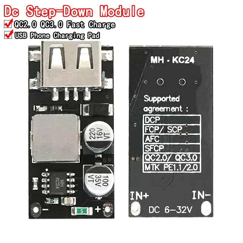 QC3.0 / QC2.0 USB DC-DC Buck Converter Module – Fast Step-Down Charger 6-32V to 3V/5V/12V