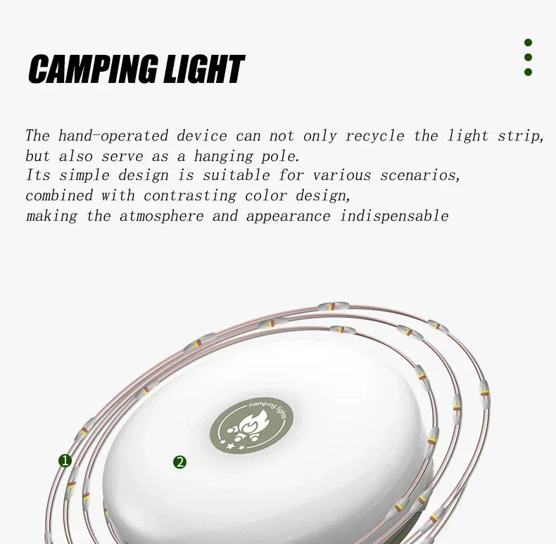 Camping String Lights Rechargeable LED Flashlight Hook lamp 4 in 1 Design 10m RGB Atmosphere Light Outdoor Waterproof Tent Light