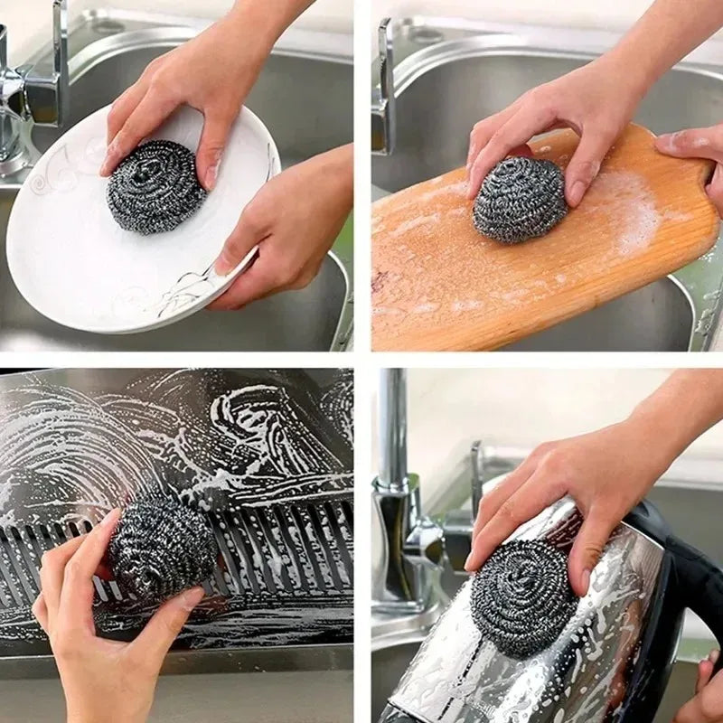 Wholesale Stainless Steel Cleaning Ball Multipurpose Kitchen Pot Pan Rustproof Oil Removal Scrubber Heavy Duty Steel Wire Balls