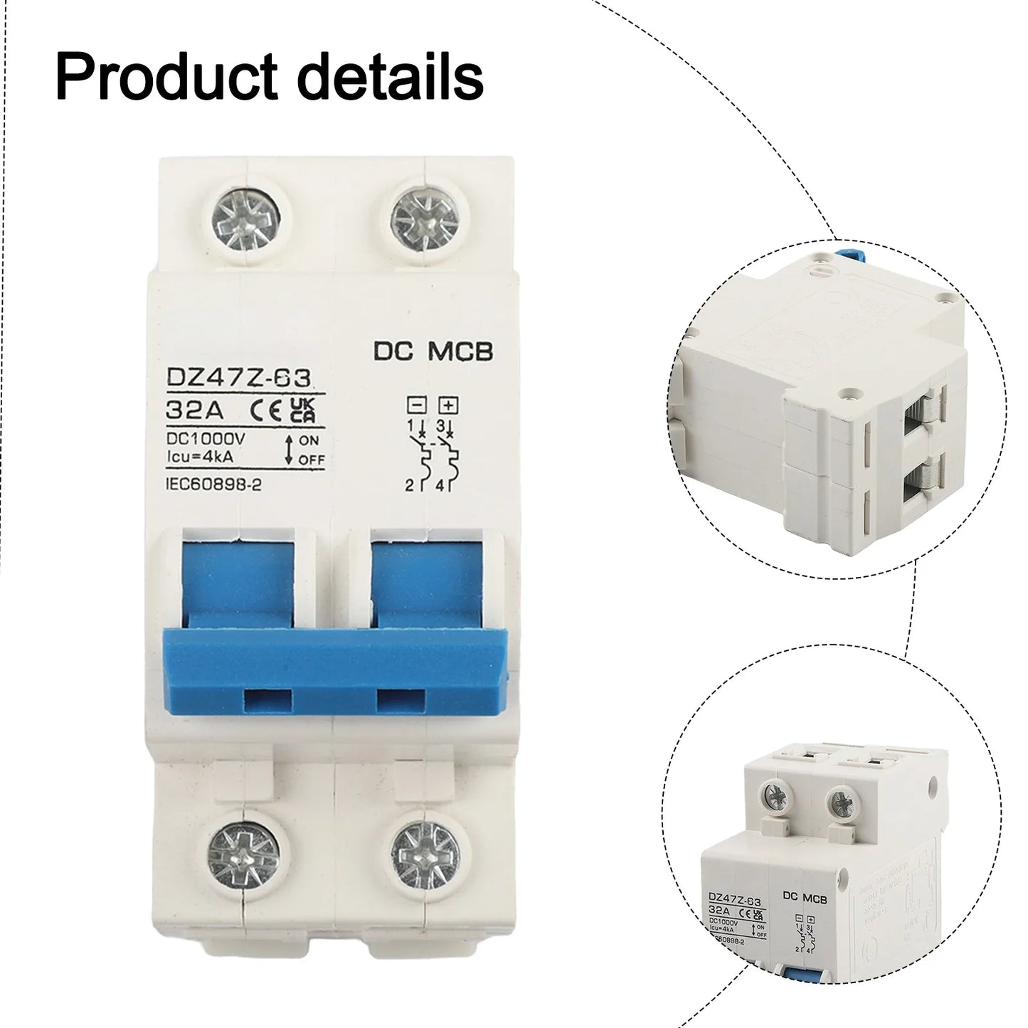 DC Power Supply 1000V Isolator Rated Current 32A Dc Circuit Breaker For Solar System Power Distribution Facilities