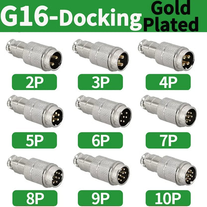 Gold Plated GX16 Circular Aviation Connector 2-9Pin Male & Female Docking Electric Wire Plug