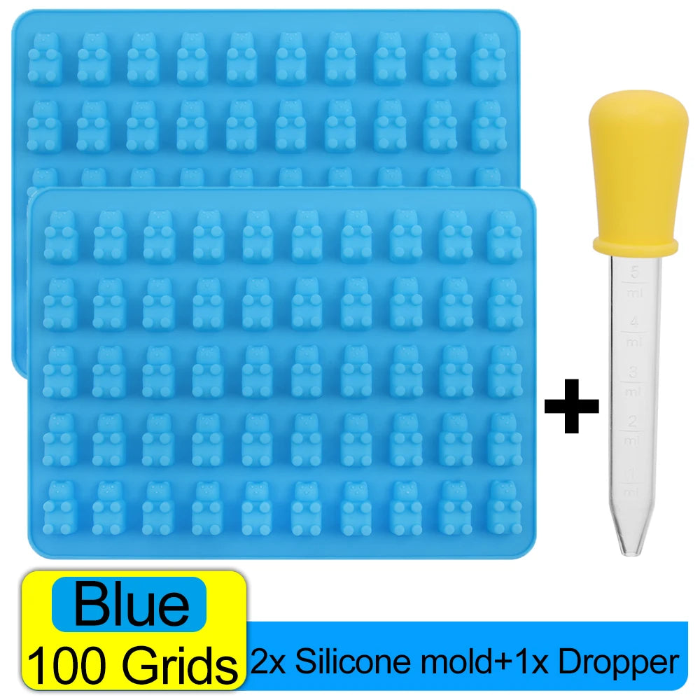 100/50x Candy Silicone Chocolate Mold Baking Supplies DIY Fudge Chocolate Candy Making Molds Gummy Bear Mold With Dropper Pastry
