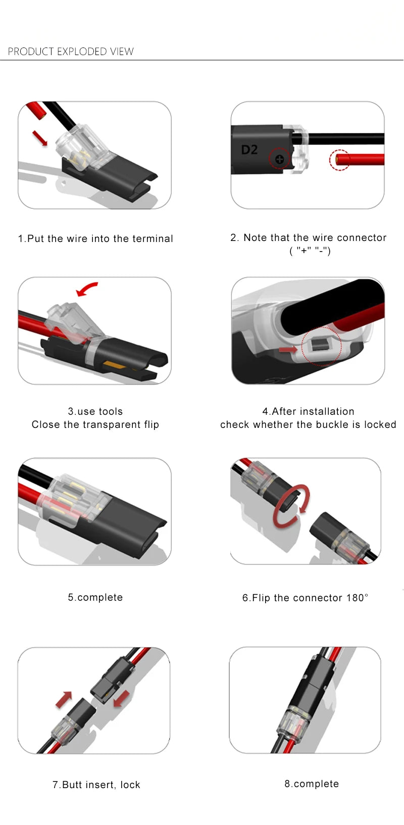 10pcs 2 Pin Waterproof Automotive Connector Strip Terminal Connection