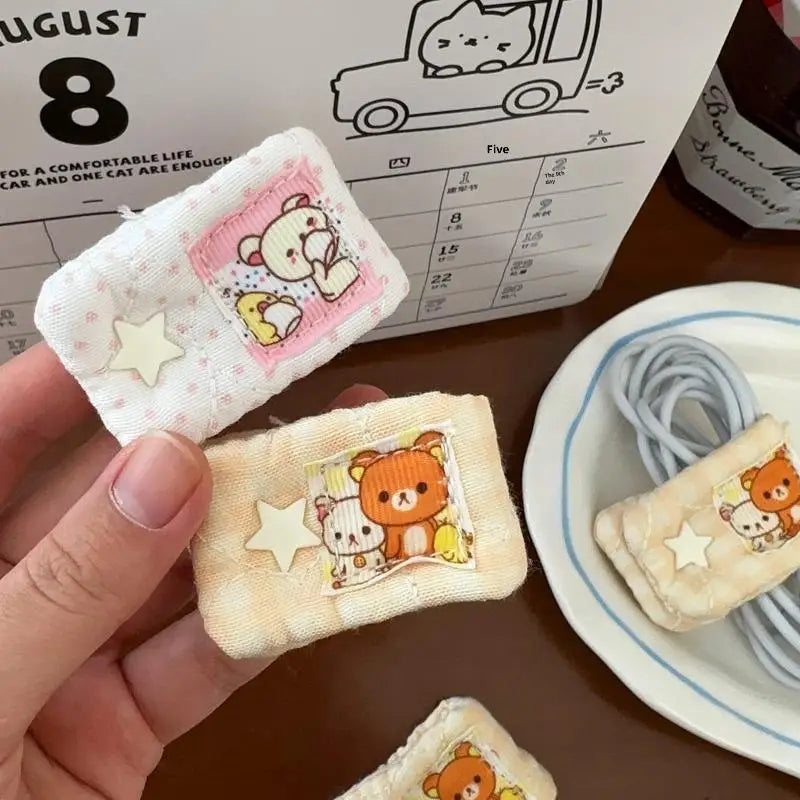Portable Charging Cable Organizer – Cartoon Data Cable Storage Clip for Cable Management (Compatible with Rilakkuma / Mashumaro)