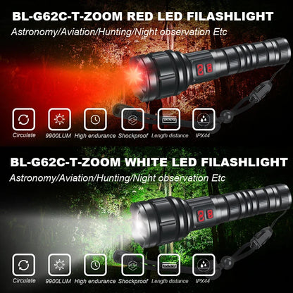Powerful 9000LM Led Flashlight USB Rechargeable Zoom Tactical Torch Ultra Bright Outdoor Camping Fishing Hunting Emergency Lamp