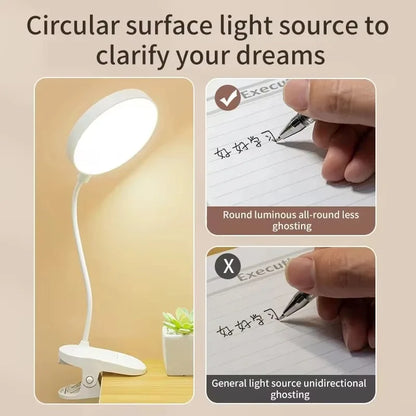 Folding Clamp Led Table Lamp Rechargeable Night Light Study Stand Read Lamp Touch 3 Modes Dimming Eye Protection Light Emergency