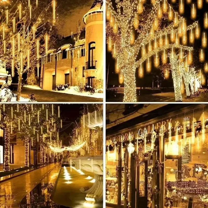 Solar Powered LED Meteor Shower Fairy Lights | 30M / 50M | 8 Tubes | Garden Outdoor Christmas Wedding Decoration