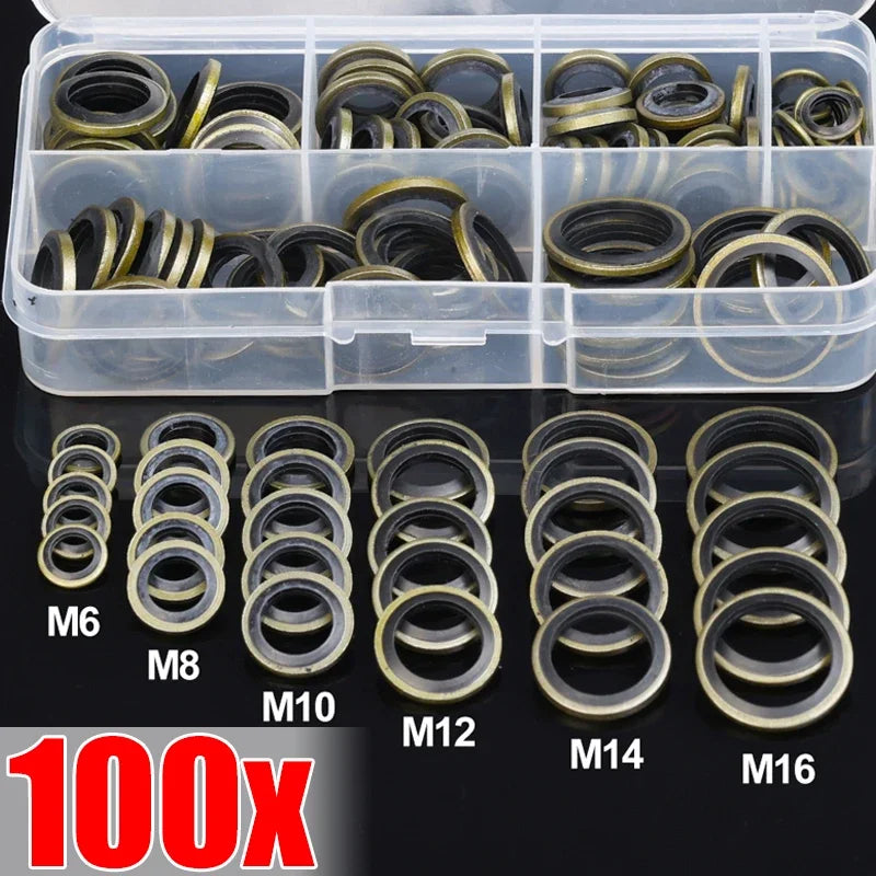 Car Oil Pan Drain Gasket Kit — Rubber Oil Drain Plug Washer Seal Set M6 M8 M10 M12 M14 M16