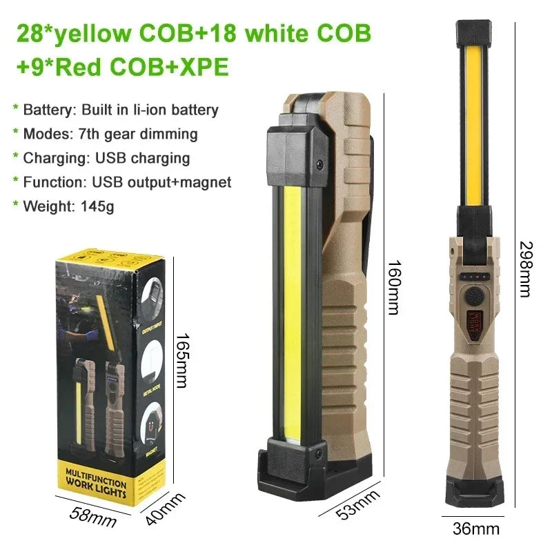 Portable Folding COB XPE LED Work Light Rechargeable Inspection Lamp