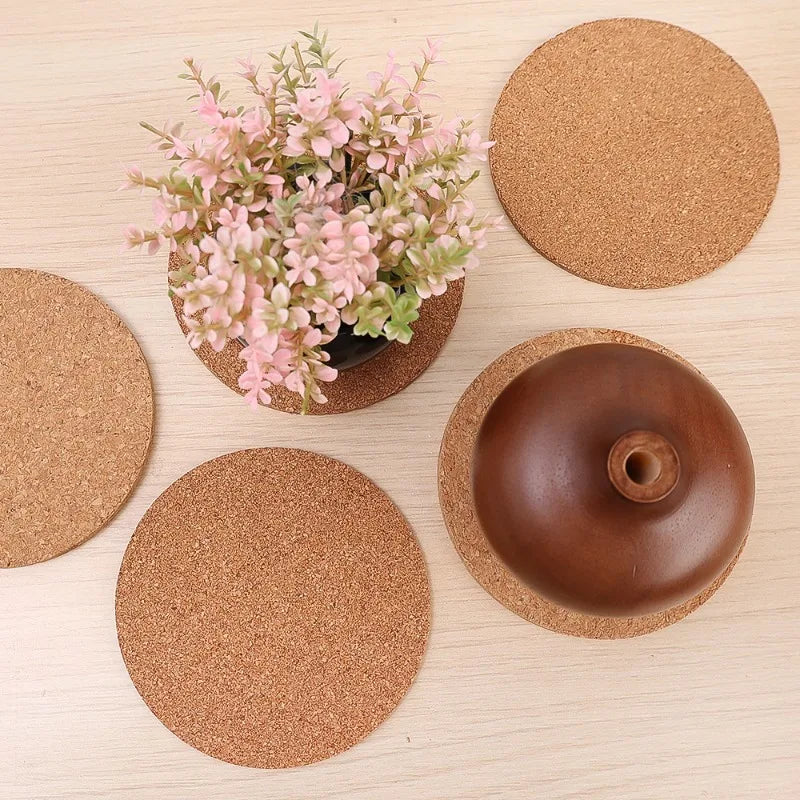 50/1PCS Non-Slip Cork Coaster Natural Round Wooden Cup Mat Heat Insulation Pads Tea Coffee Mug Drinks Holder Table Decoration