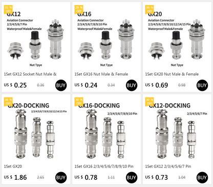 GX12 2/3/4/5/6/7 Pin Male & Female Docking Aviation Plug & Socket Circular Waterproof Thread Butt Joint Connector