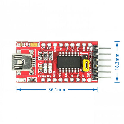 FT232RL USB to TTL Serial Adapter Module 5V 3.3V FT232 USB to 232 Converter for Arduino and MCU