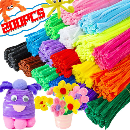 Wholesale Colorful Chenille Stems Pipe Cleaners Plush Tinsel Stem Wired Sticks Twist Stick Hair Strip DIY Craft Educational Toys