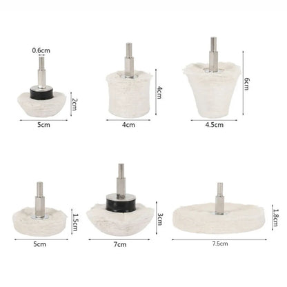 6PCS Stainless Steel Polishing Wheel Set | Cloth + Steel Polisher for Metal, Jewelry, Glass, Aluminum, Ceramic, Wood