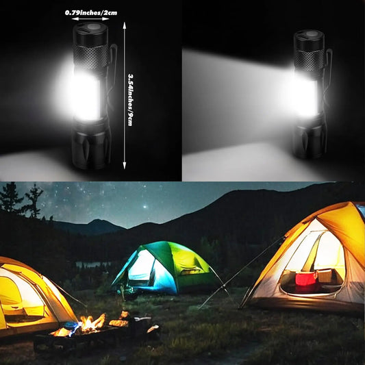 COB+XPE Mini LED Pocket Flashlight with Pen Clip Portable USB Rechargeable Torch Outdoor Zoomable Light Tactical Lantern Lamp