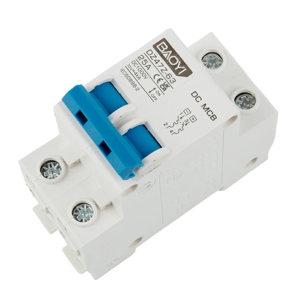 DC Miniature Circuit Breaker 2 Pole 1000V 32 Amp Isolator DC Disconnect Switch Thermomagnetic 10 A-63A 1.42 X 2.95 X 3.15 Inches