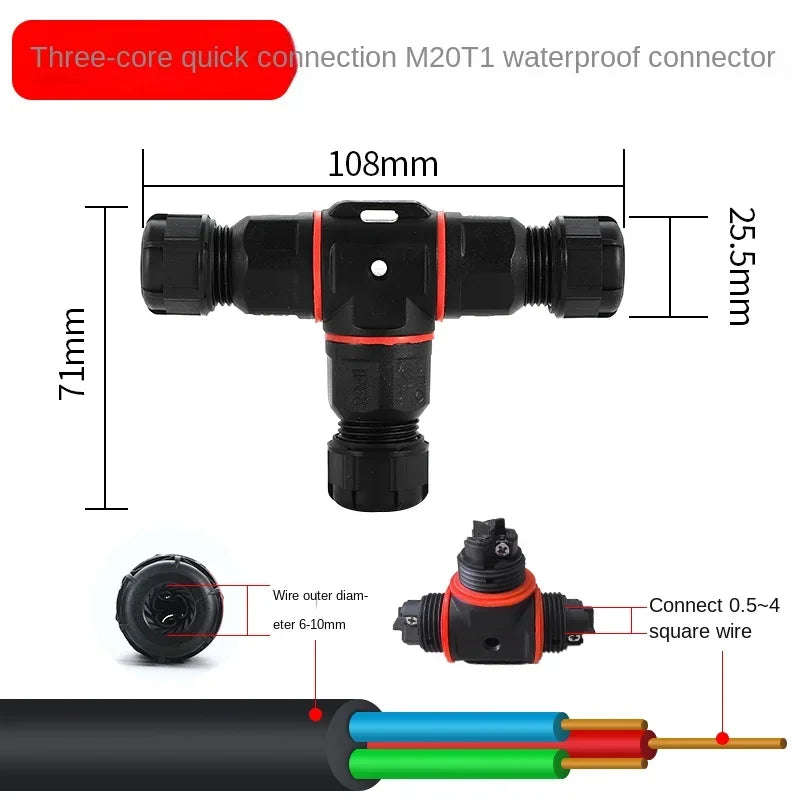 IP68 Waterproof Cable Connector I/T Type Junction Box 2-pin 3-pin 4-pin 5-pin Electrical Terminal LED Lights Wire Waterproof Box