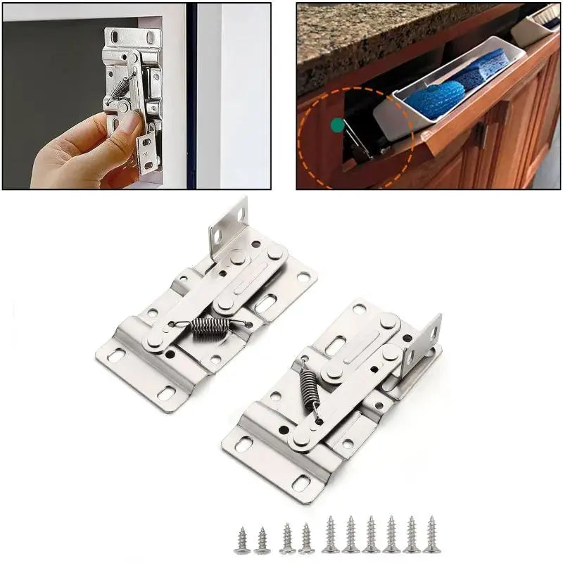 2pcs Self-Closing 45 Degree Pivot Hinge Kitchen Cabinet Tip-Out Trays Hinges For Sink Drawer Bathroom Organizers Shoe Cabinets