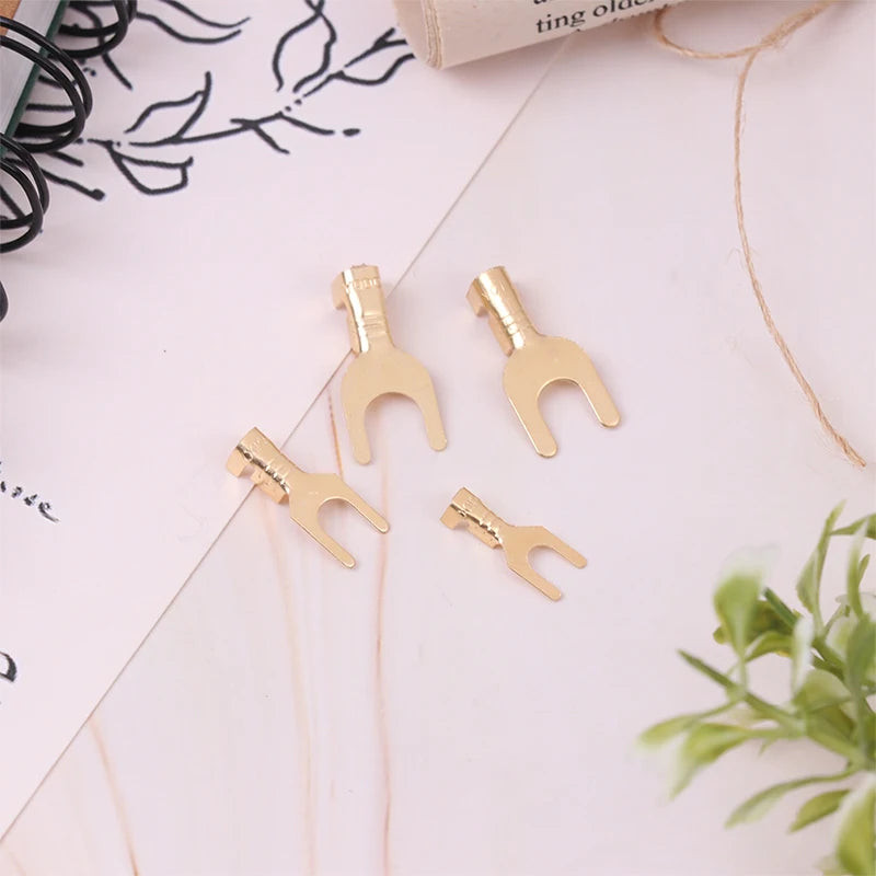 50pcs U-Shaped Brass Grounding Lug Fork Terminal Connector