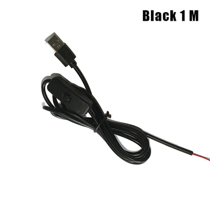 1M/1.5M USB Male To 2 Core Connection Cable 5V Switch Power Supply Wire 501 Button ON OFF 2A For LED Strip Lamp Bulb Light
