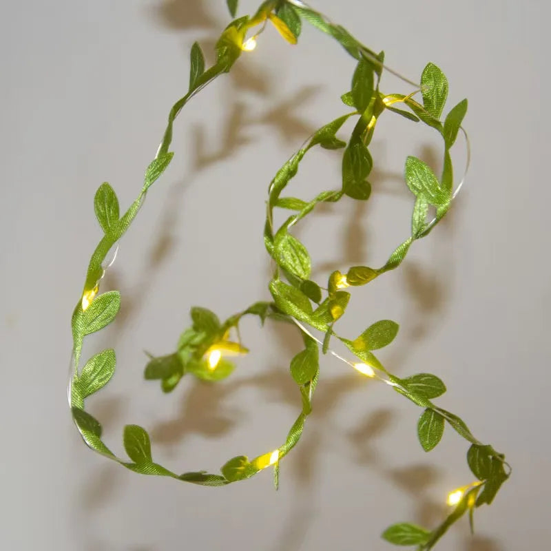 2026 Solar Vine String Lights, 50/100/150 LED Green Fairy Lights with Pothos Leaves for Wedding, Christmas, Home Wall Decor