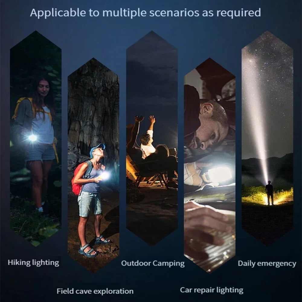 Powerful Super Long Range White Laser Flashlight 80W LED Zoomable Tactical Torch Outdoor High Power Camping Hunting Lantern