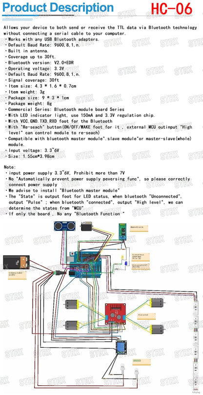HC-05 HC-06 Bluetooth Serial Module Master-Slave 6Pin/4Pin Wireless Pass-Through for Arduino