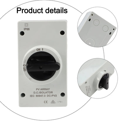 50 60HZ Isolation Switch Isolation Switch From 300V To 1000V Gray Plastic Silver Contacts 32A 1000V Above 440V