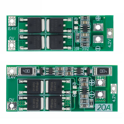 2S 20A Lithium Battery BMS Protection Board 7.4V-8.4V with Balanced Current Module for DIY Projects