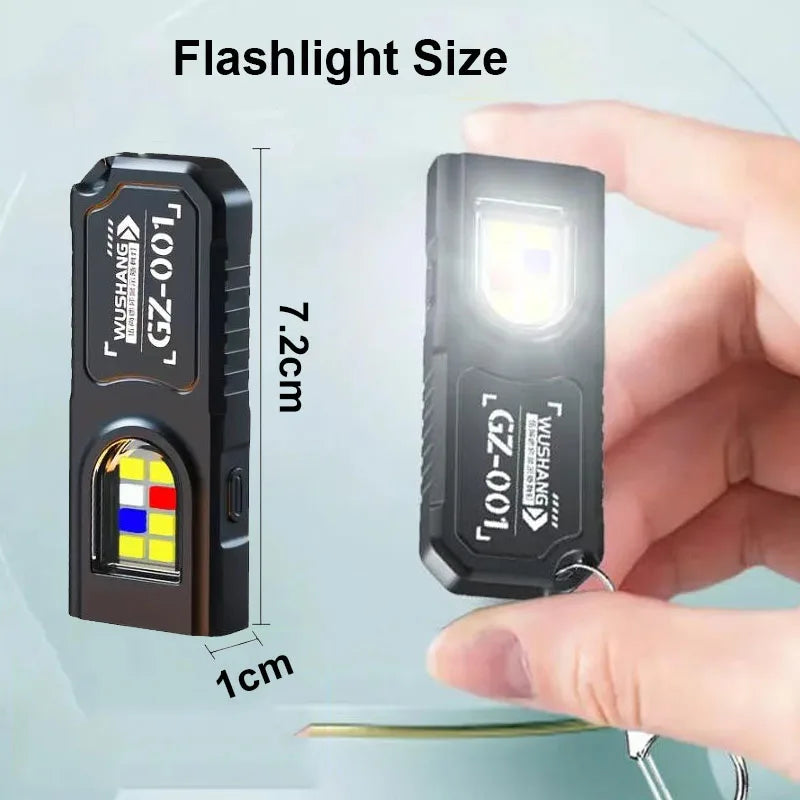 Mini Keychain Flashlight with Magnet Rechargeable Multifunction Torch Lamp Portable Clip on Flashlight Waterproof Camping Light