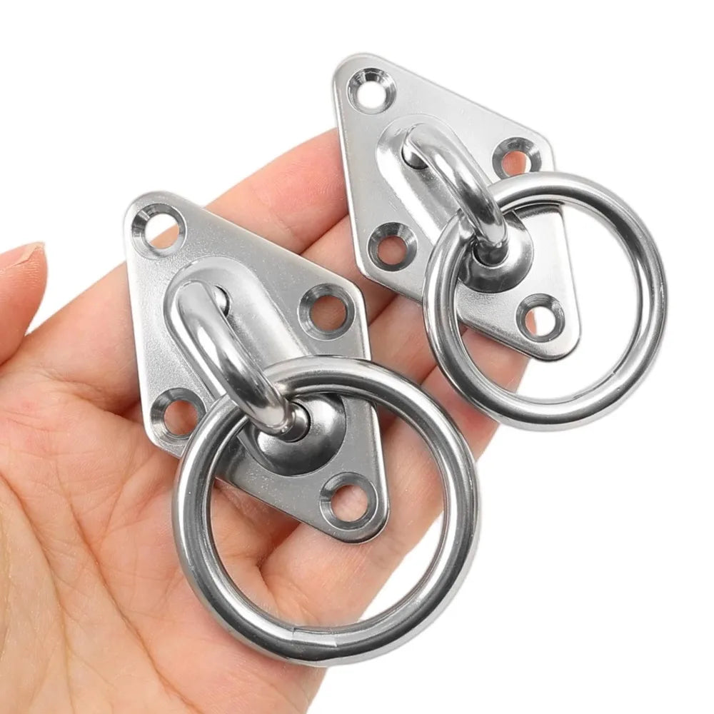 Heavy Duty Stainless Steel Pad Eye Plate – Rhombic Boat Wall & Ceiling Mount Hook Ring for Sun Shade Sail & Hammock