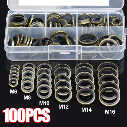 Car Oil Pan Drain Gasket Kit — Rubber Oil Drain Plug Washer Seal Set M6 M8 M10 M12 M14 M16