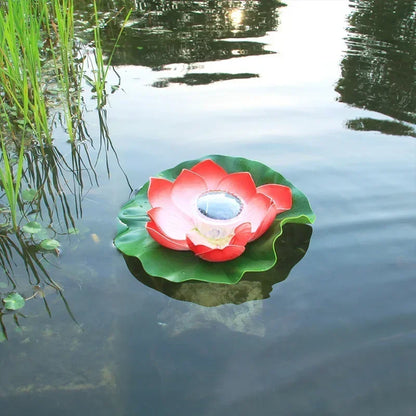Solar Operated LED Floating Lotus Light Waterproof Artificial Flower Night Lamp for Pond Pool Garden Fish Tank Water Decor
